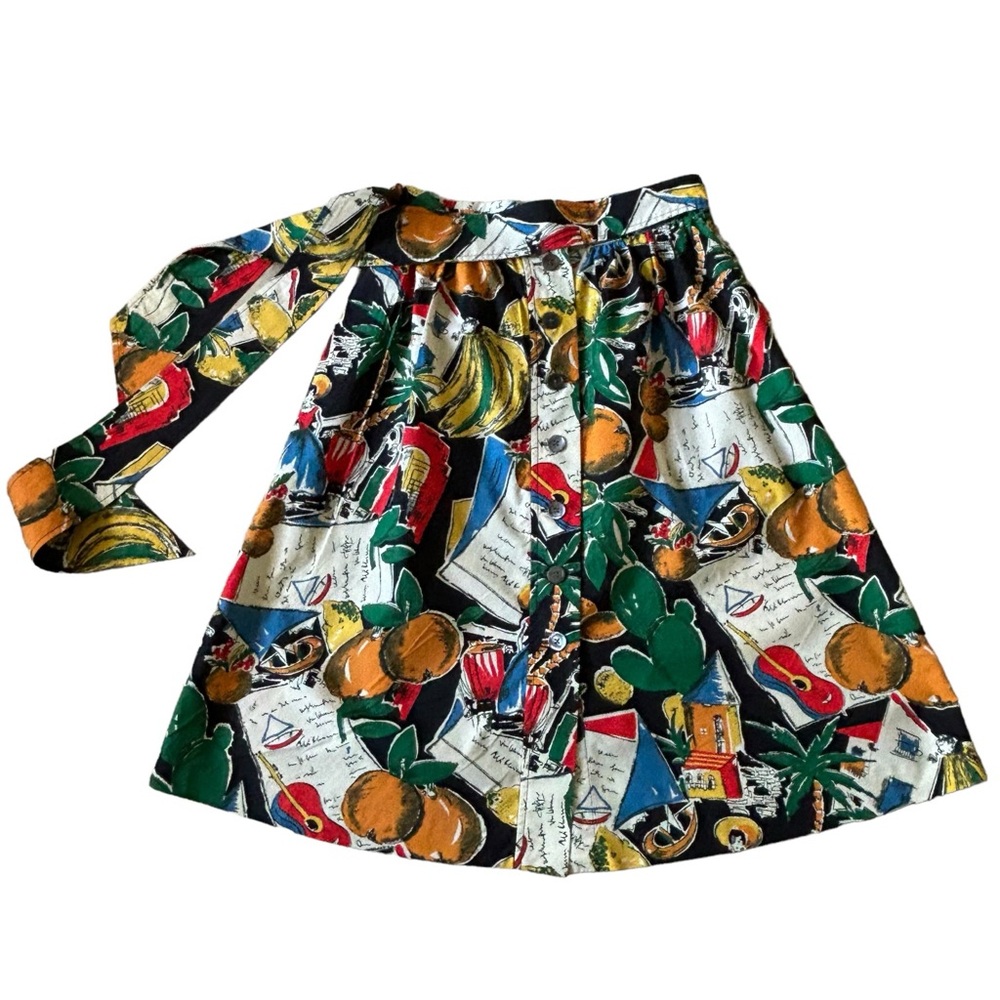 J. CREW POSTCARD SPAIN PRINTED NOVELTY MIDI SKIRT SZ 0 - Picture 2 of 8